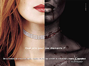 Affiche contre les diamants de sang